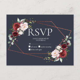 Osa av koppargeometrisk burgundy Blue No Menu Inbjudan Vykort