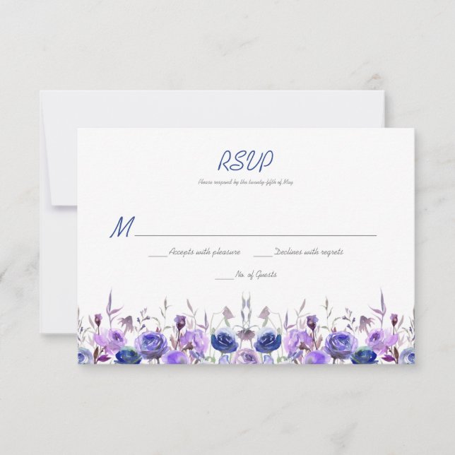 Osa av Lila av marint blått lavender Watercolor Ro Kort (Framsida)