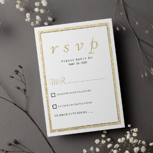 Osa av lyxvit elegant guld glitter inbjudningar