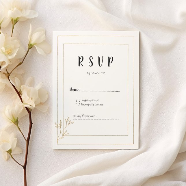 Osa av lyxvit guld-minimalistisk blommigt inbjudningar (Luxury white gold minimalist floral RSVP)