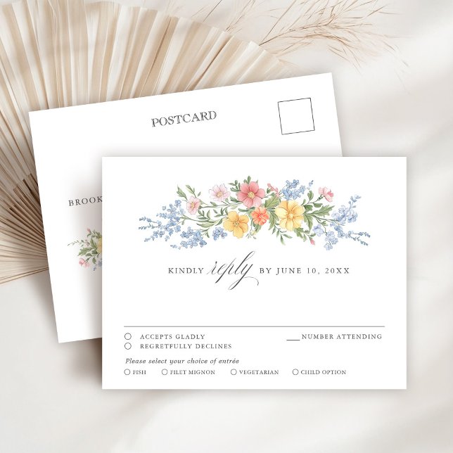 Osa av mjuk pastel Ornate Vår Garden Blommigt chic Vykort (Soft Pastel Ornate Spring Garden Floral chic RSVP Postcard)
