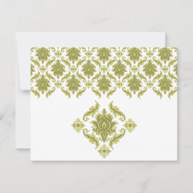 Osa av Olive Damask Wedding Responcard Kort (Framsida)