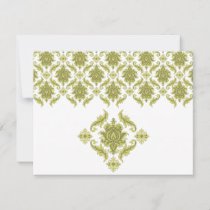 Osa av Olive Damask Wedding Responcard Kort