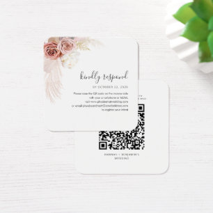 Osa av Pampas Grass QR-kod Bröllop Fyrkantigt Visitkort