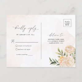 Osa av Peony och Gold Foil Flowers Vykort