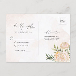 Osa av Peony och Gold Foil Flowers Vykort