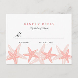 Osa av persiko Starfish Beach Wedding Kort