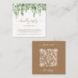 Osa av QR Code Eucalyptus Greenery Bröllop webbpla Tilläggskort