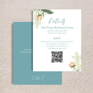 OSA av QR-kod för Bröllop Peach Blue Details QR-ko Tilläggskort