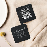 OSA av QR-kod i elegant bröllop Fyrkantigt Visitkort<br><div class="desc">Det snabbare och snabbare sättet att ta emot din OSA från dina gäster. Lägg till din QR-kod som dirigerar dina gäster till din dedikerade bröllop-webbplats så att de enkelt kan svara på din inbjudan.</div>