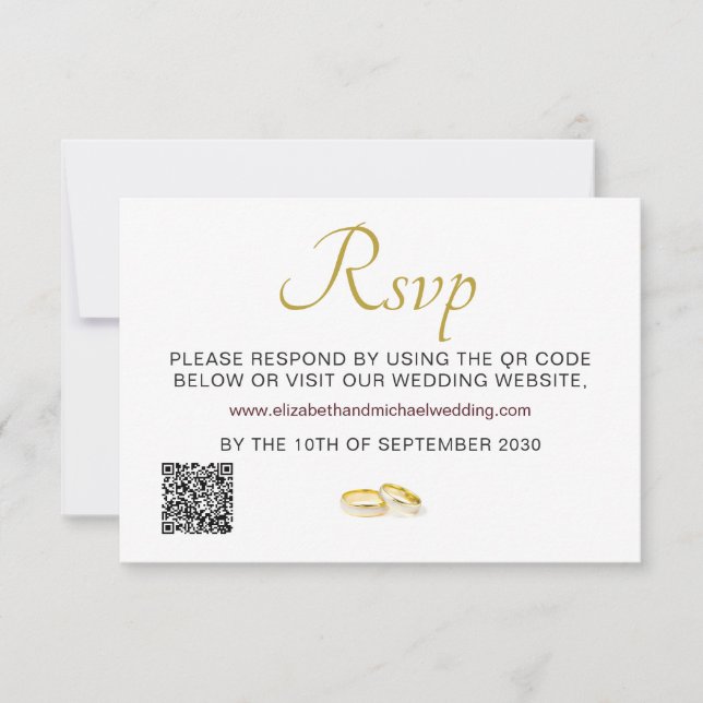 OSA av QR-koden för elegant Guld Ringar Bröllop (Framsida)