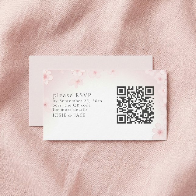 Osa av QR-kodhölje för mjuk Cherry-Blommar Tilläggskort (Soft Cherry Blossom RSVP QR Code Enclosure Card.)