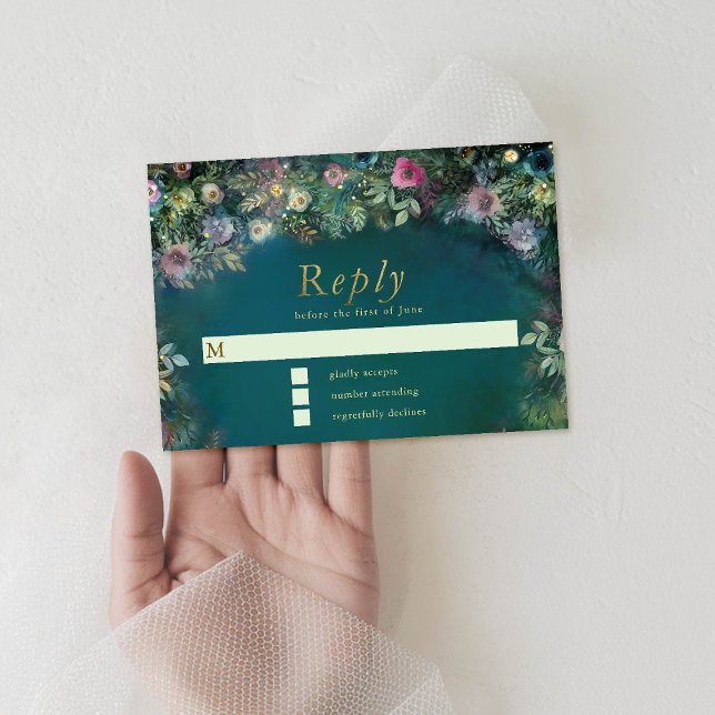 Osa av Ro Greenery Fairy Woodland Kort (enchanted forest sweet sixteen rsvp reply respond card frame roses greenery fairy woodland)