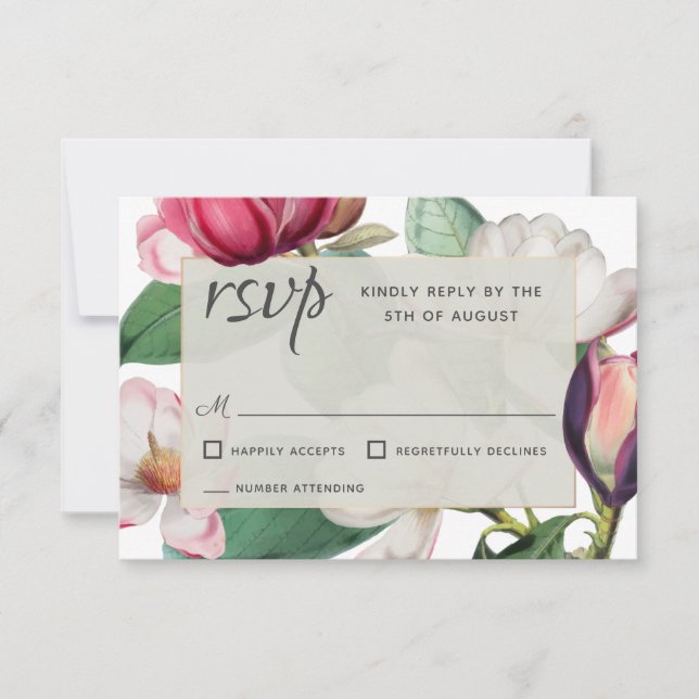 Osa av Romantic Magnolia Blommar Elegant Blommigt (Framsida)