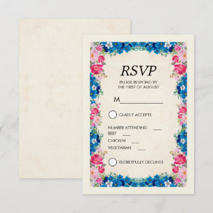 OSA av rosa och Blåa blommor Finare Elegant Inbjudningar