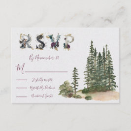 Osa av svarskort för Watercolor Woodland Bröllop