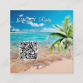 Osa av Turcouise Tide Tropical Beach Wedding QR-ko Tilläggskort
