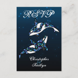 Osa av vackert Orca Whales Beach Wedding Kort