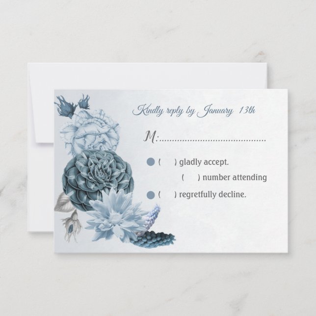 osa av vackra blåblommor kort (Framsida)