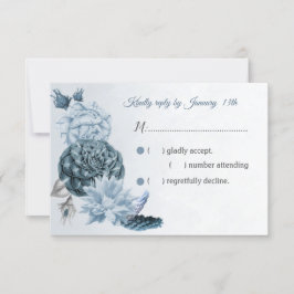 osa av vackra blåblommor kort