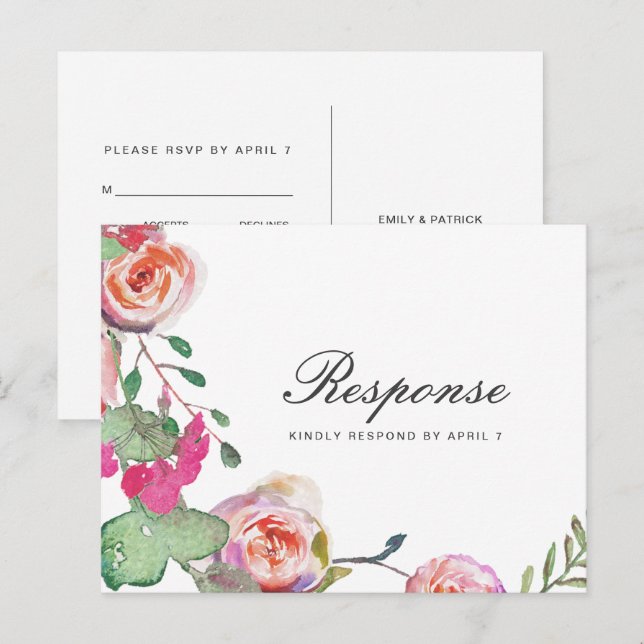 Osa av vattenfärgen Blommigt med val av måltid Inbjudan Vykort (Fram/baksida)