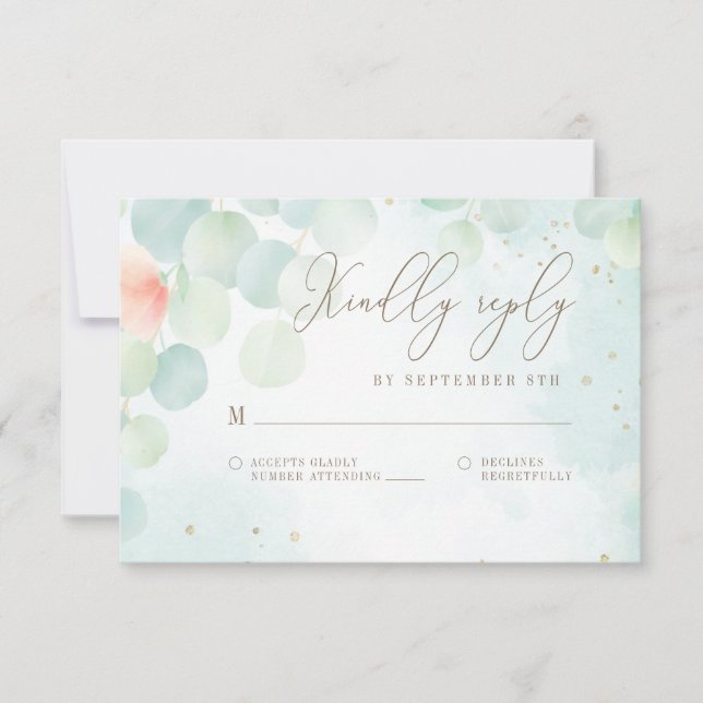 Osa av vattenfärgen Eucalyptus Greenery Monogram (Framsida)