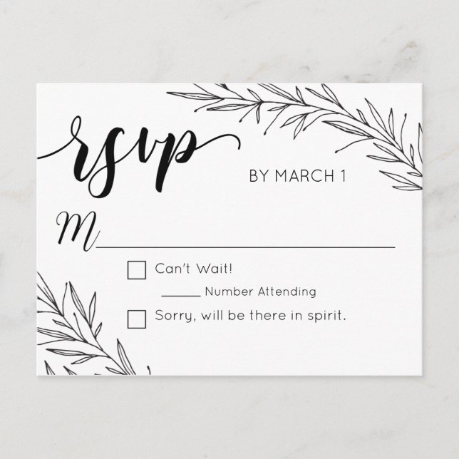 OSA av vykort för hand plockade Grenar Bröllop (Framsida)