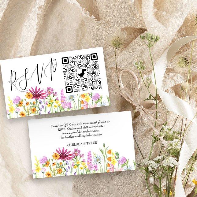 Osa av Wildbloms Online QR-koden Bröllop Tilläggskort (Upload a QR Code linking to your wedding website so guests can RSVP online)
