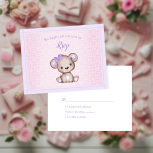 OSA Baby Shower Cute Girl Lila Bear Kort