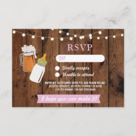 OSA Baby Shower Rosa Girl Beer Brewing Wood Inbjudningar