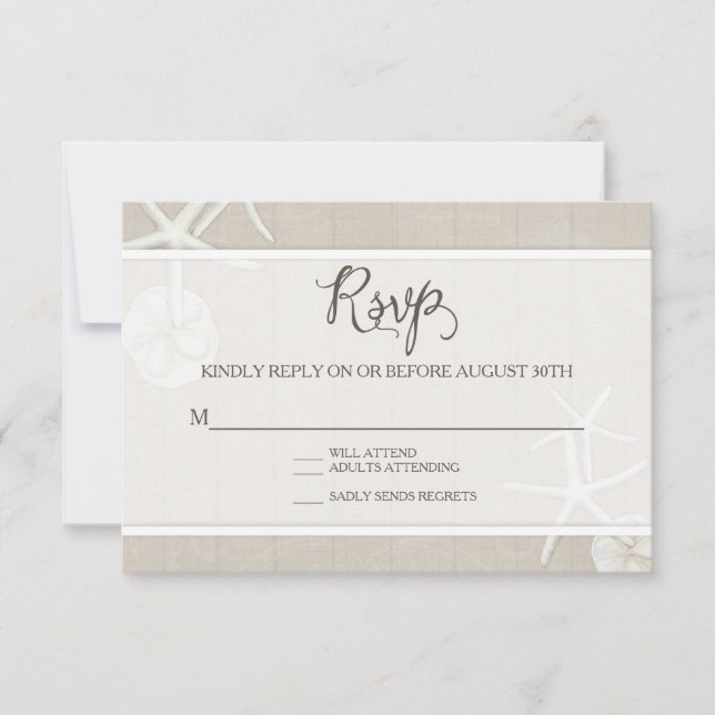 OSA Beach Wedding Starfish Damask Wooden Simple (Framsida)