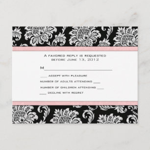 OSA Black and Ljus rosa Damask Kort