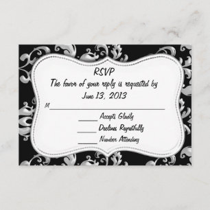 OSA Black och Silver Damask Kort
