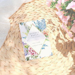 OSA | Blommar av blått och Lila vattenfärg med Gul Kort