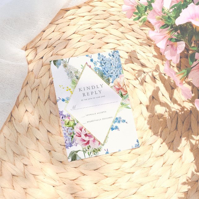 OSA | Blommar av blått och Lila vattenfärg med Gul Kort (Skapare uppladdad)