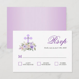 OSA Blommigt Lavender First Heliga Communion Kort