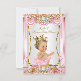 OSA Blonde Girl Princess Baby Shower Rosa Silke Inbjudningar