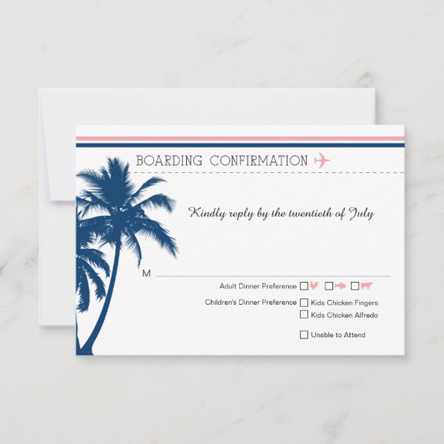 OSA Boarding Pass Navy Blue &  Rosa (Framsida)