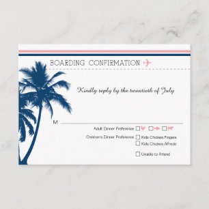 OSA Boarding Pass Navy Blue & Rosa Kort