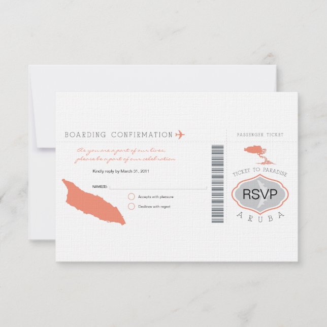 OSA Boarding Pass till Aruba (Framsida)