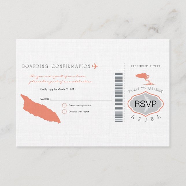 OSA Boarding Pass till Aruba (Framsida)