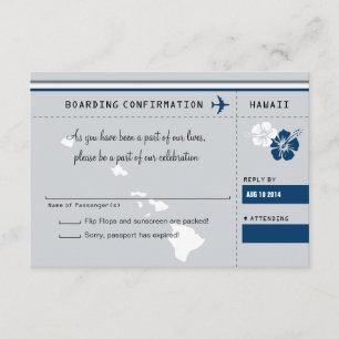 OSA Boarding Pass to HAWAII Grått and Blue Kort