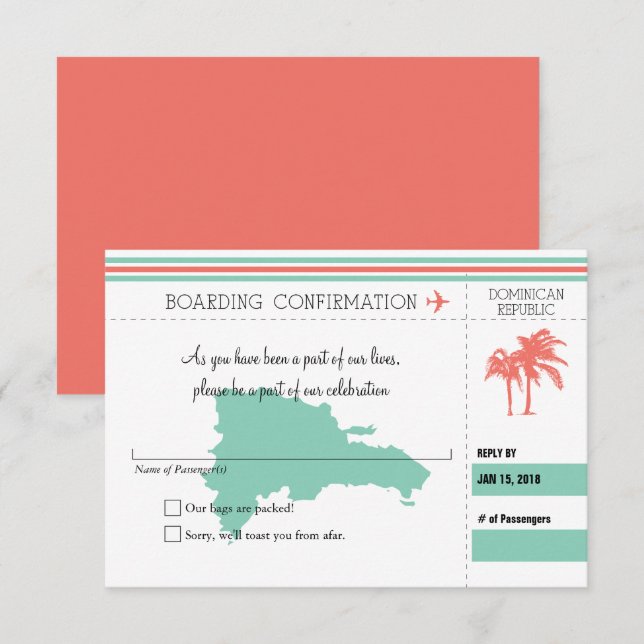 OSA boardingpass till Dominikanska republiken | KO Inbjudningar (Fram/baksida)