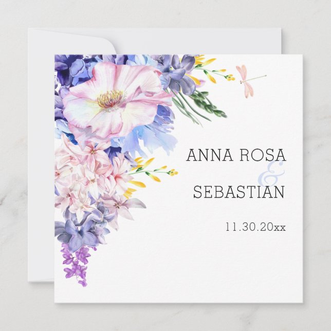 *~* OSA Boho Flowers AR12 QR Bröllop Inbjudningar (Framsida)