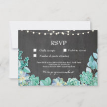 OSA Bröllop Chalk Mint Succulents Cards Inbjudan