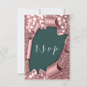 OSA Bröllop Glitter Teal Ram Ro Kort