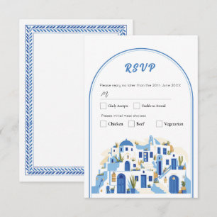 OSA Bröllop Grekiska Santorini Greece Blue Inbjudningar