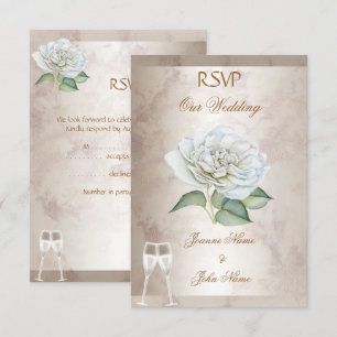 OSA Bröllop Marble Ro Cream White Champagne Inbjudningar