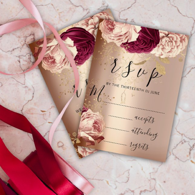 OSA Bröllop Marsala Blommigt Ro Rosa (RSVP Wedding Marsala Florals Roses Pink)