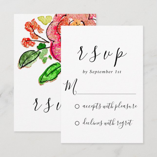 OSA Bröllop Möhippa Sweet16:e Blommigten Kort (Fram/baksida)